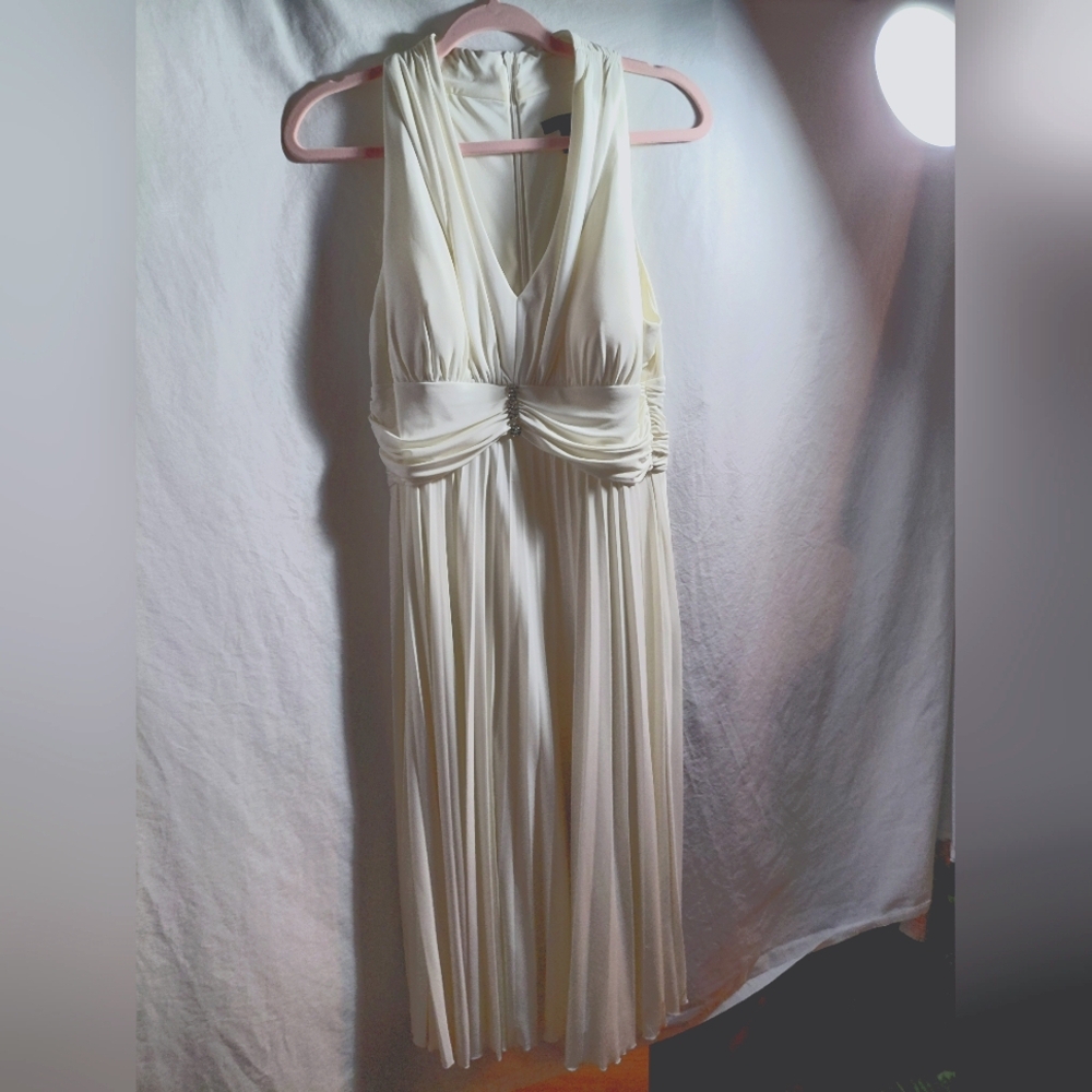 Vintage Jessica Howard Cream Pleated Rhinestone Marilyn Monroe Style Size 12